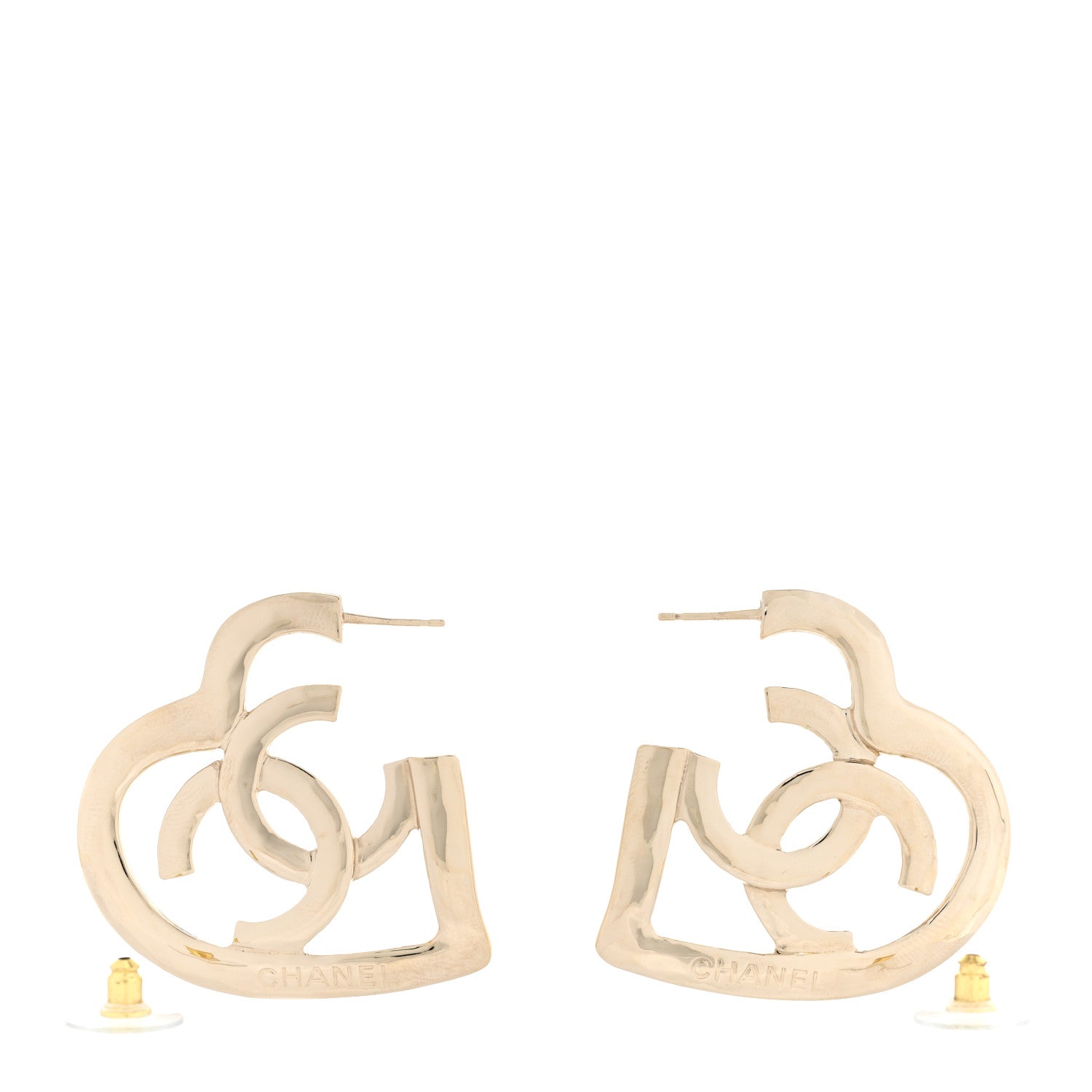 Chanel Metal CC Heart Coco In Love Hoop Earrings Gold 3 of 4