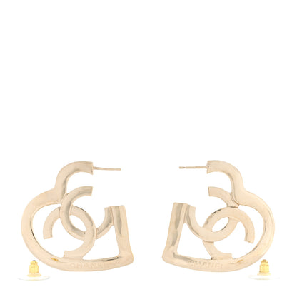 Chanel Metal CC Heart Coco In Love Hoop Earrings Gold 3 of 4
