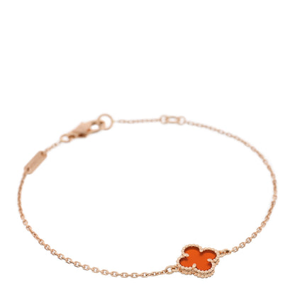 Van Cleef & Arpels 18K Rose Gold Carnelian Sweet Alhambra Bracelet 1 of 4