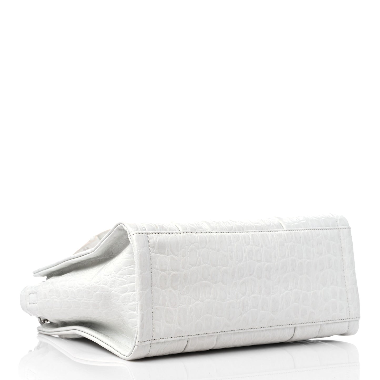 Croc Embossed Medium The Tote Bag White
