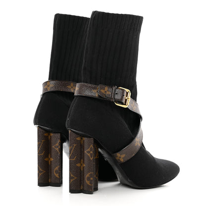 Louis Vuitton Monogram Stretch Fabric Silhouette Ankle Boots 38 Black 4 of 7