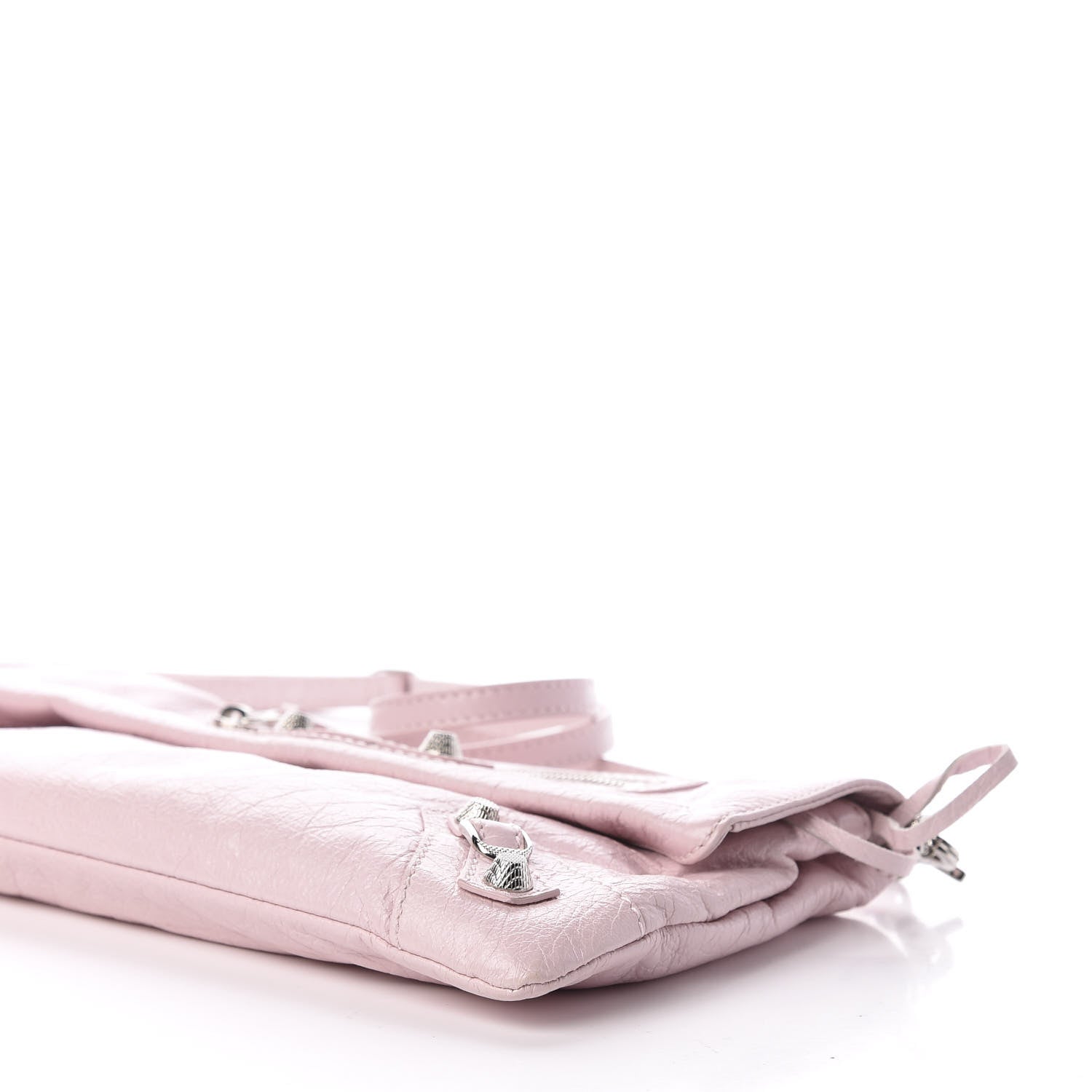 Balenciaga Agneau Giant 12 Silver Hardware Envelope Strap Clutch Rose Poudre 10 of 12