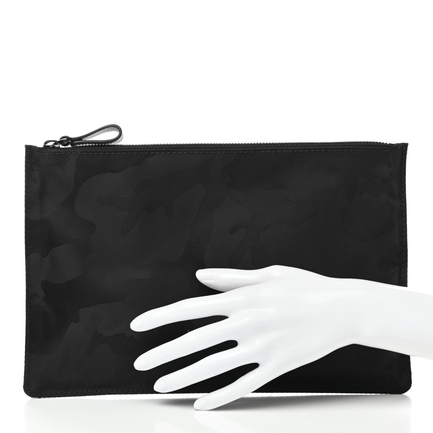Nylon Camouflage Large Zip Pouch Black