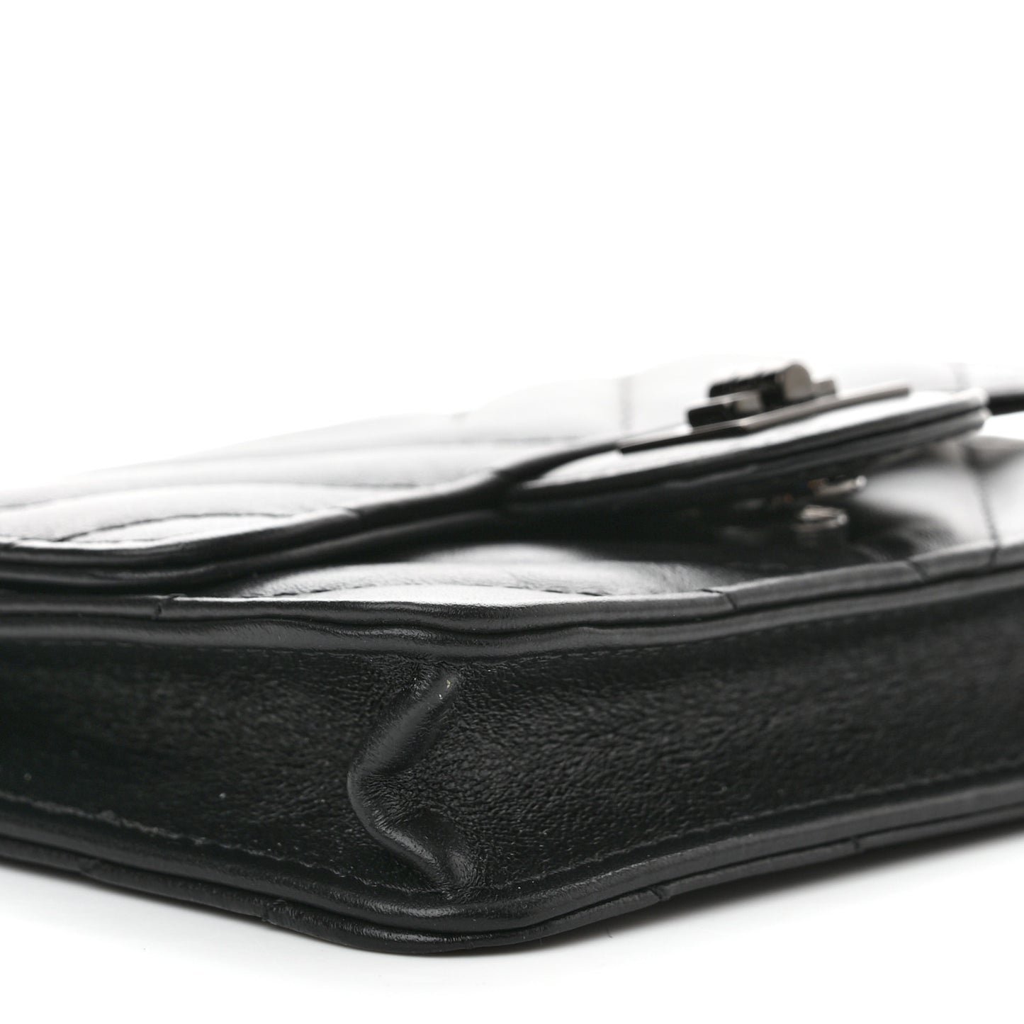 Aged Calfskin Quilted Belt Bag So Black