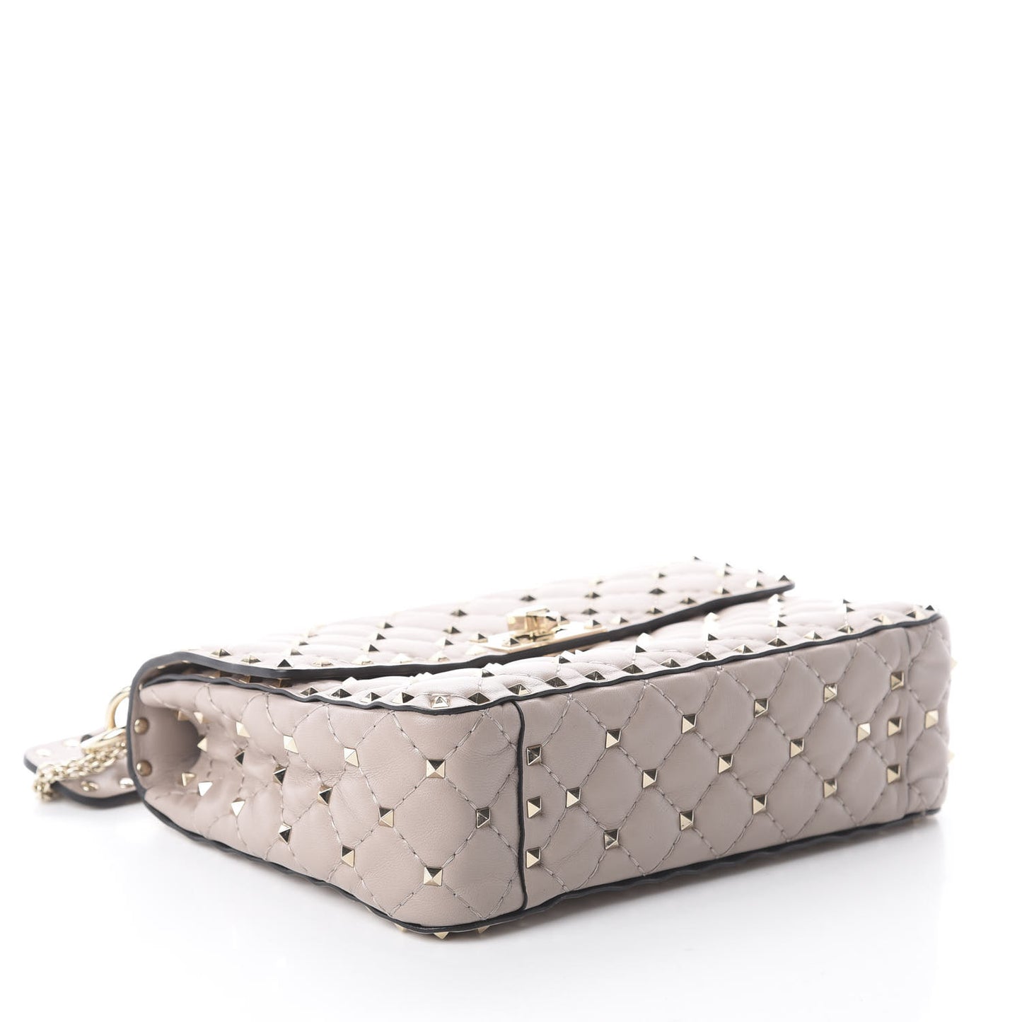 Lambskin Medium Rockstud Spike Shoulder Bag Poudre