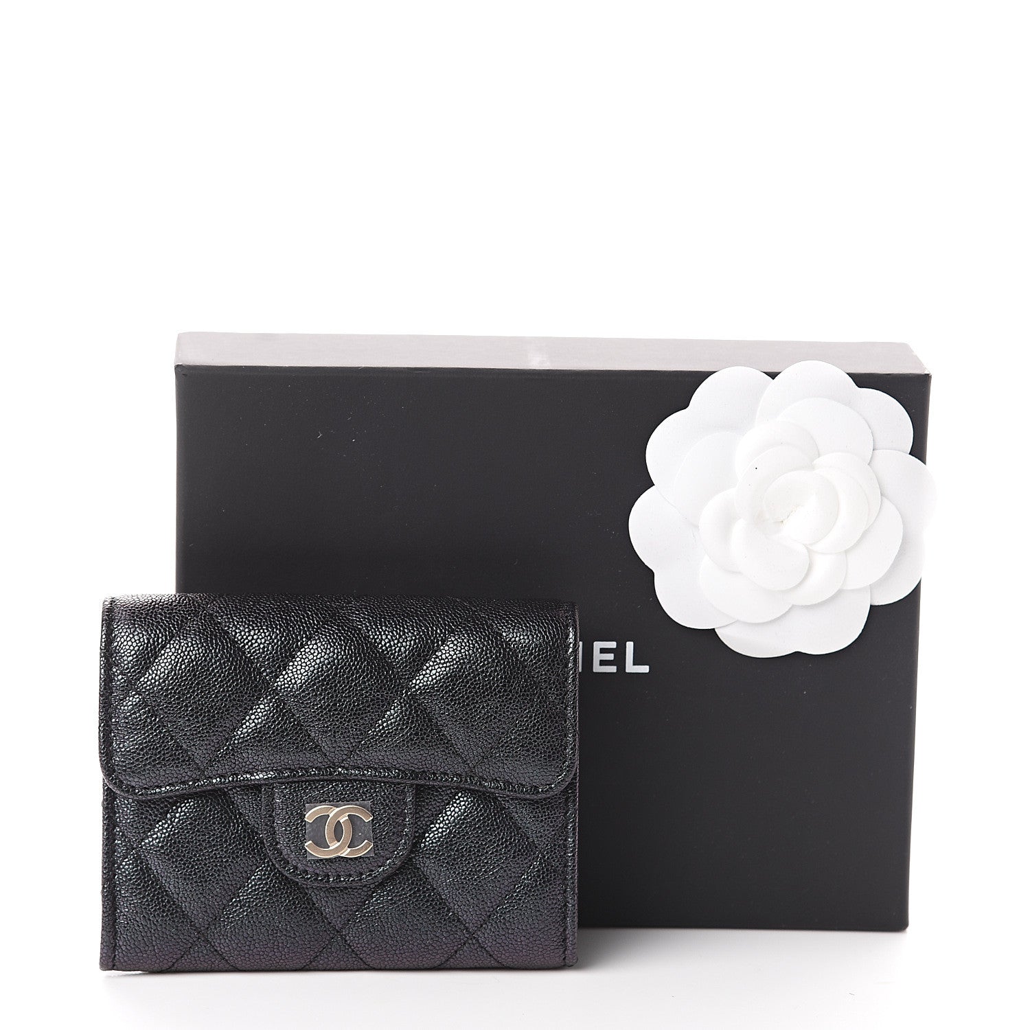 Chanel Iridescent Caviar Quilted Flap Card Holder Wallet Black 8 of 8