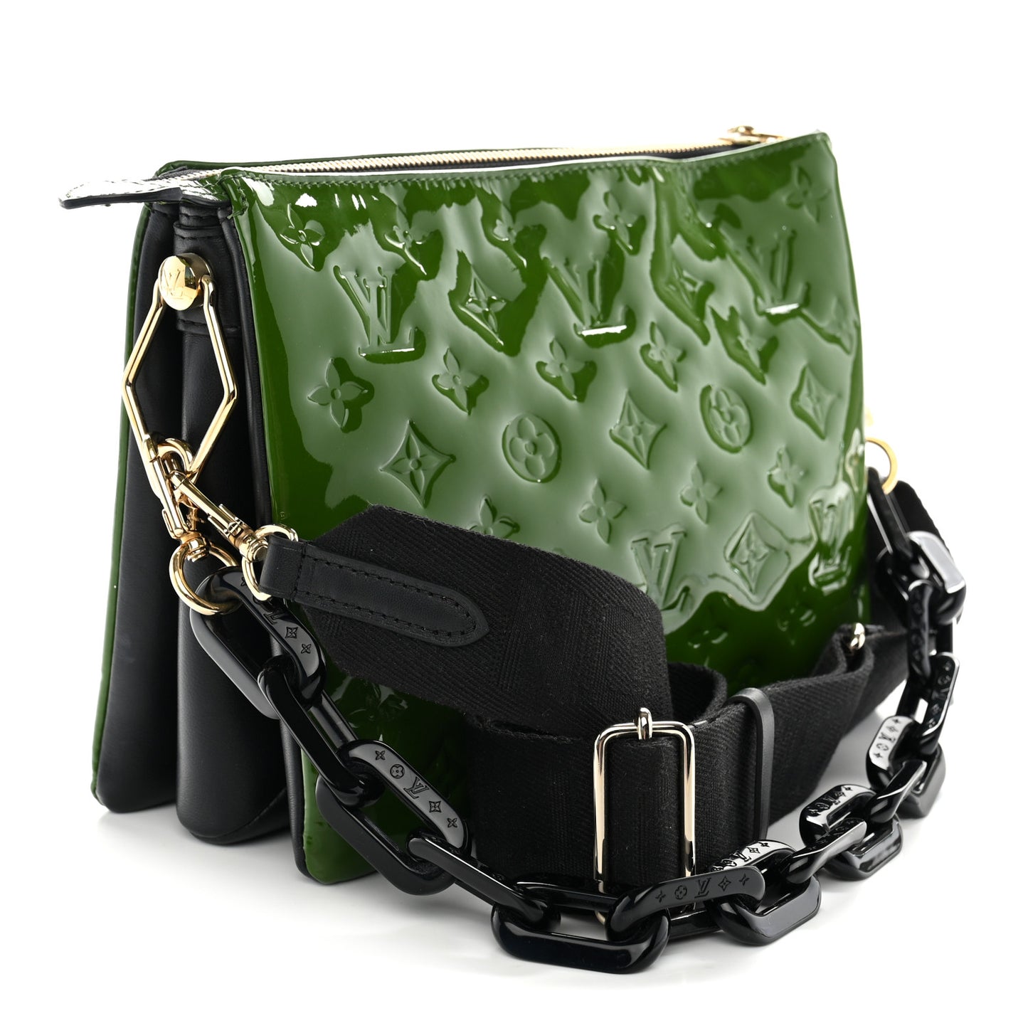 Patent Embossed Monogram Coussin PM Green Black