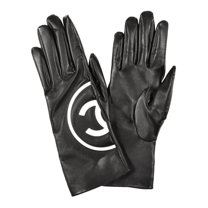 Chanel Lambskin CC Gloves 7 Black White 2 of 5