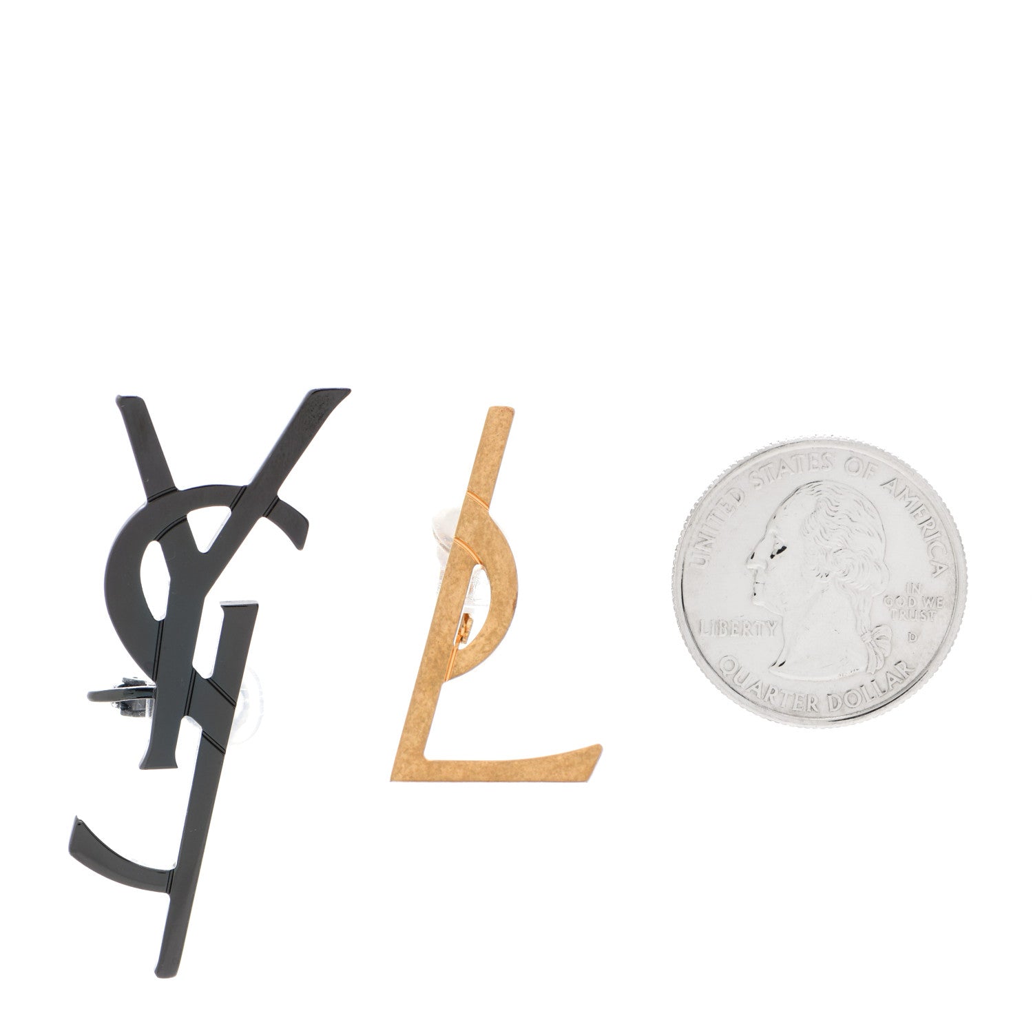 Saint Laurent Metal Deconstructed Opyum Clip On Earrings Gold Black 2 of 5