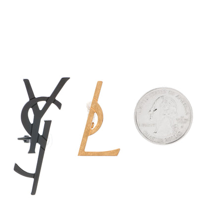 Saint Laurent Metal Deconstructed Opyum Clip On Earrings Gold Black 2 of 5
