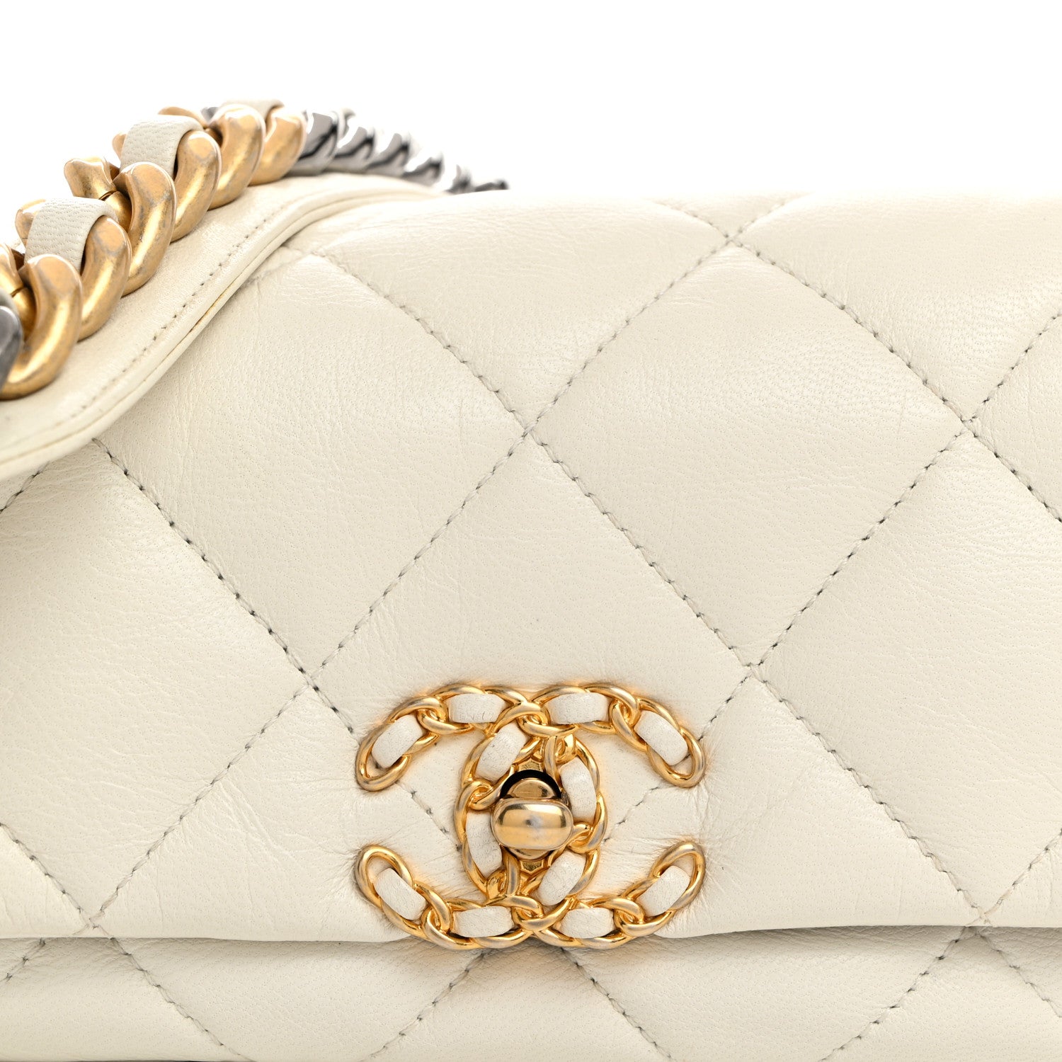 Chanel Goatskin Quilted Chanel 19 Waist Bag White 8 of 11