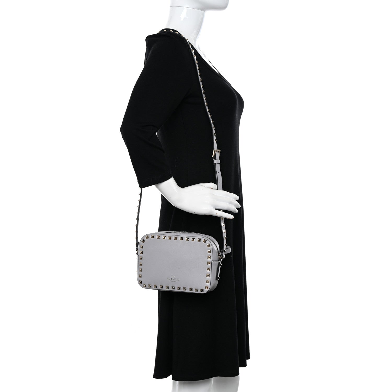 Valentino Garavani Vitello Rockstud Camera Crossbody Bag Light Stone 2 of 10