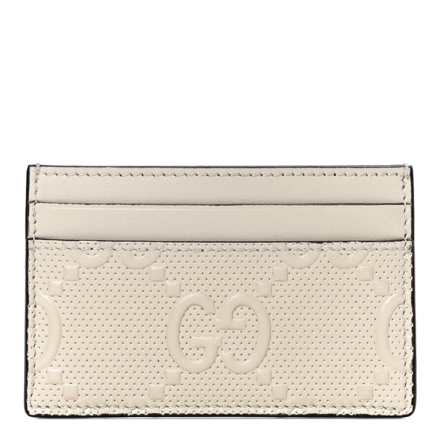 Gucci Calfskin GG Tennis Embossed Card Holder Mystic White 1 of 10