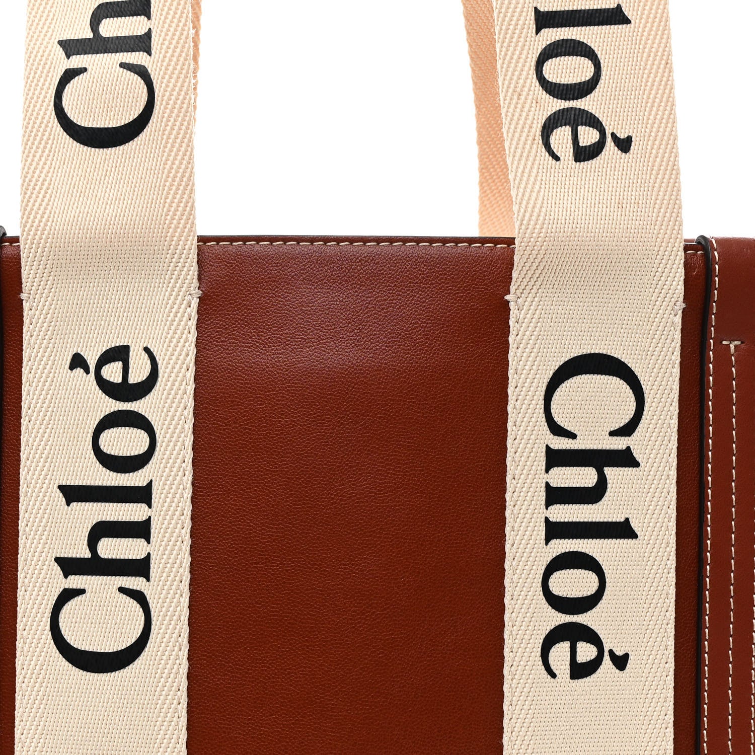 Chloe Calfskin Medium Woody Ribbon Tote Sepia Brown 8 of 10