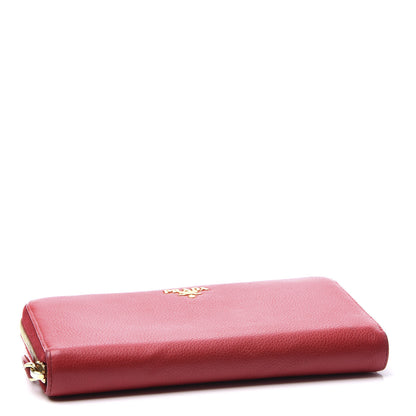 Prada Vitello Grain Zip Around Wallet Fuoco 3 of 8