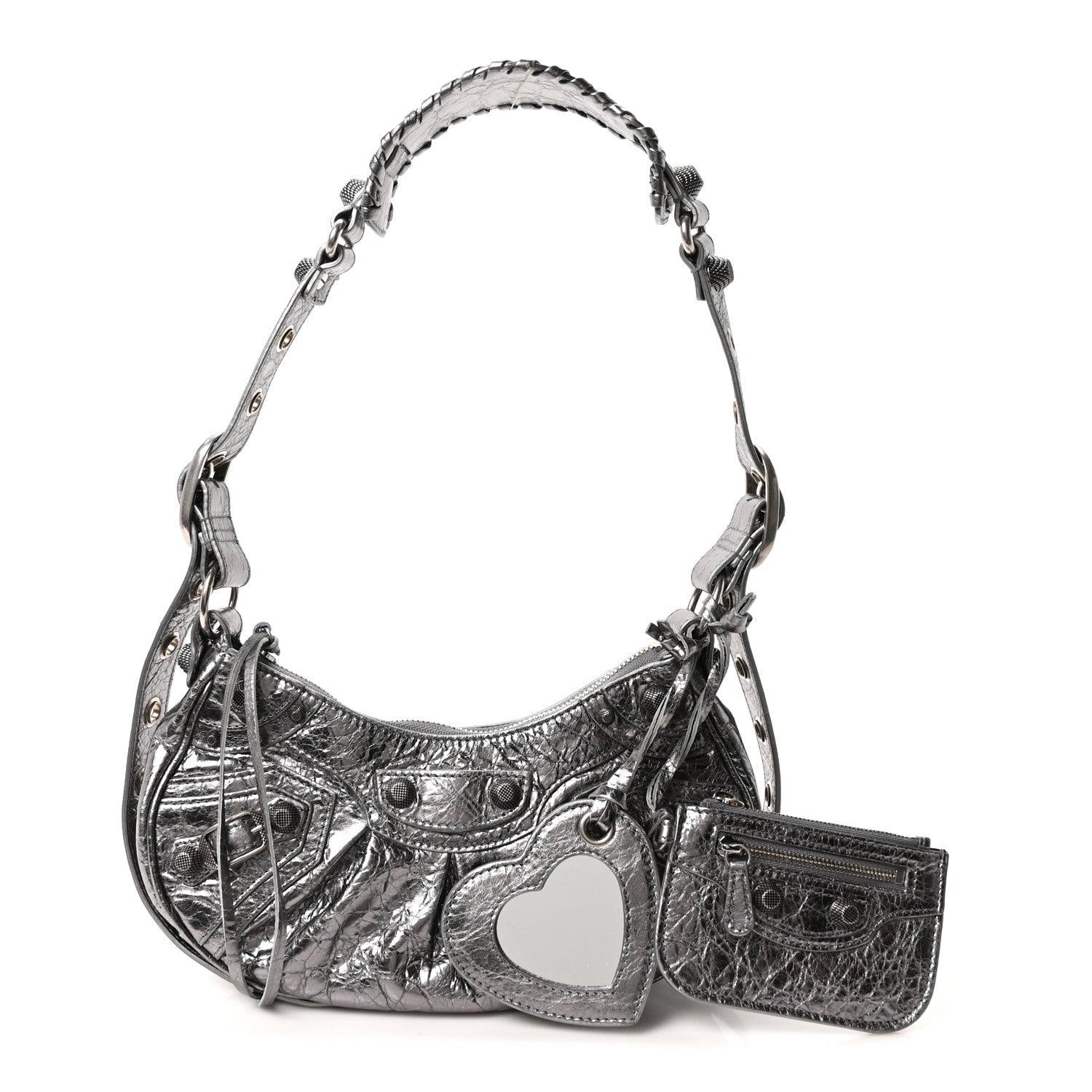Balenciaga Metallic Agneau Arena Le Cagole Shoulder Bag XS Silver 3 of 10
