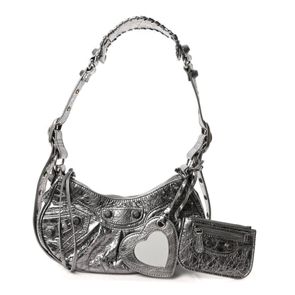 Balenciaga Metallic Agneau Arena Le Cagole Shoulder Bag XS Silver 3 of 10