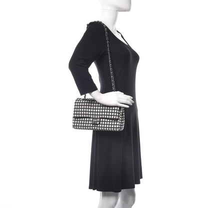 Chanel Ribbon Tweed Medium Double Flap Black White 2 of 11
