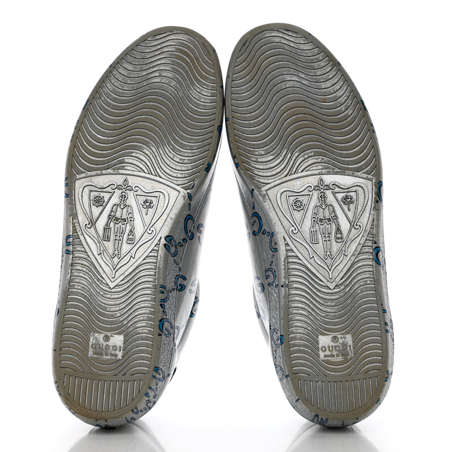 Miro Rubber Wax GucciGhost Print Mens New Ace Sneakers 10 Silver
