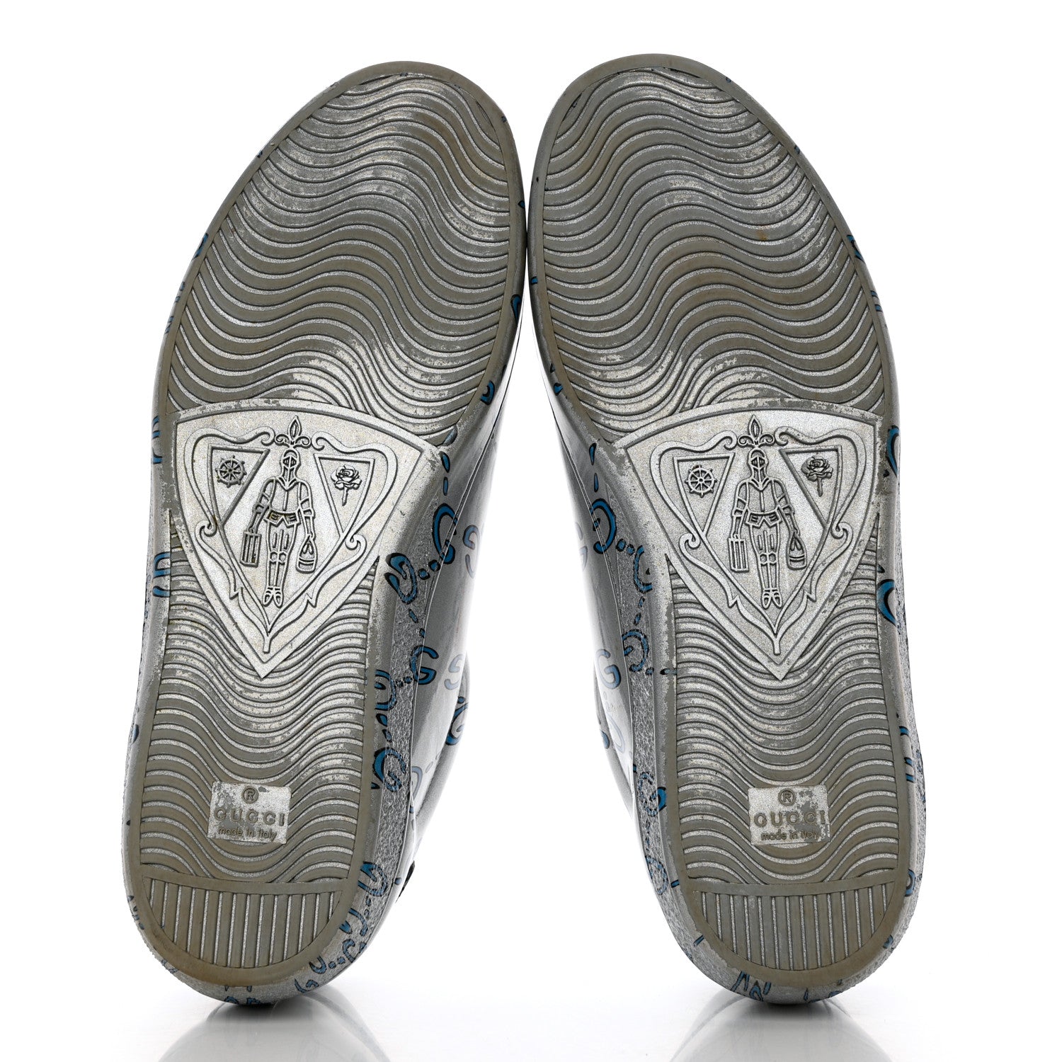 Gucci Miro Rubber Wax GucciGhost Print Mens New Ace Sneakers 10 Silver 5 of 12