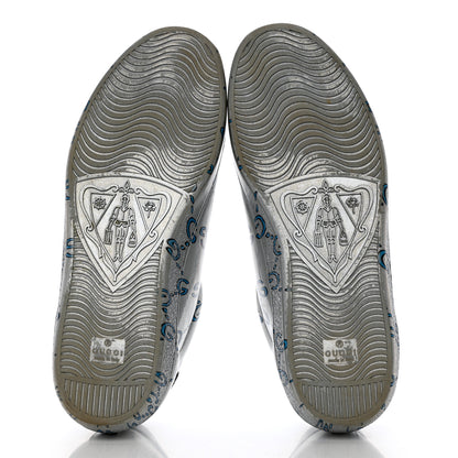Gucci Miro Rubber Wax GucciGhost Print Mens New Ace Sneakers 10 Silver 5 of 12