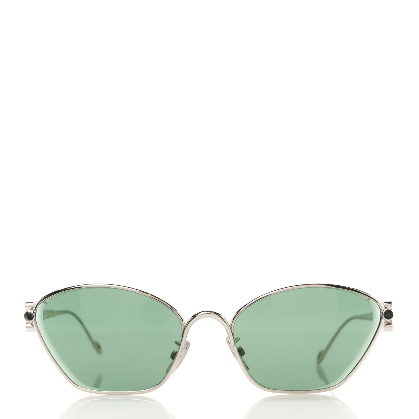 Metal Cat Eye Sunglasses LW40115U Silver Green