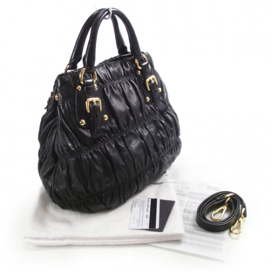 Prada Nappa Dressy Gaufre Tote Black 3 of 11