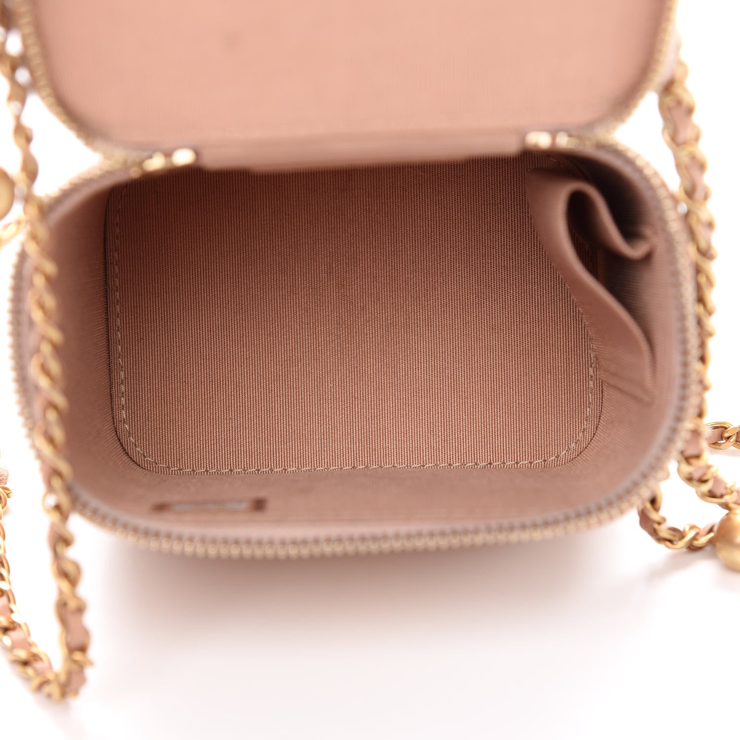 Chanel Calfskin Quilted Mini Perfect Fit Vanity Case With Chain Beige 5 of 9