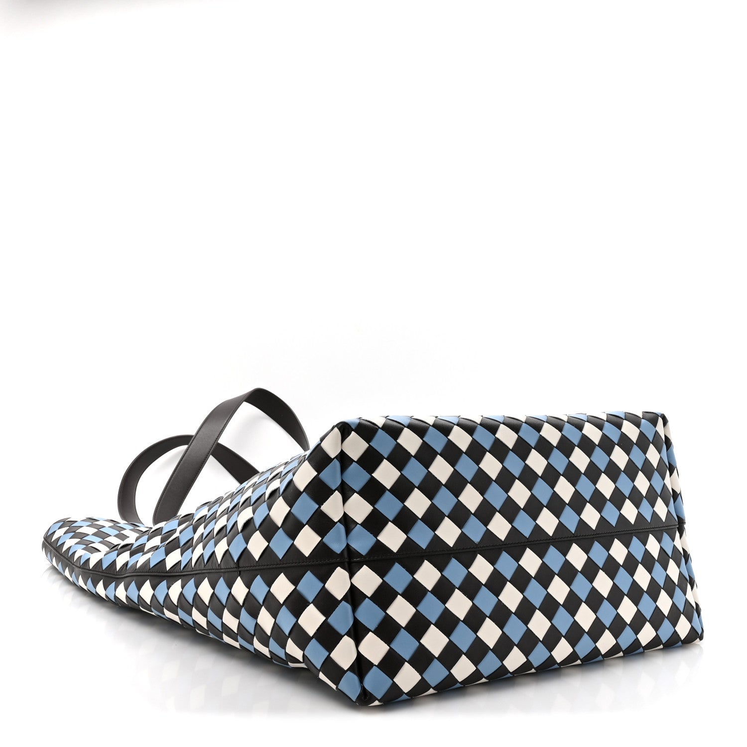 Bottega Veneta Calfskin Intrecciato Tricolor Large North South Tote Bag Fondant White Multicolor 3 of 9