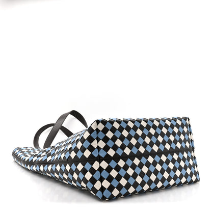Bottega Veneta Calfskin Intrecciato Tricolor Large North South Tote Bag Fondant White Multicolor 3 of 9