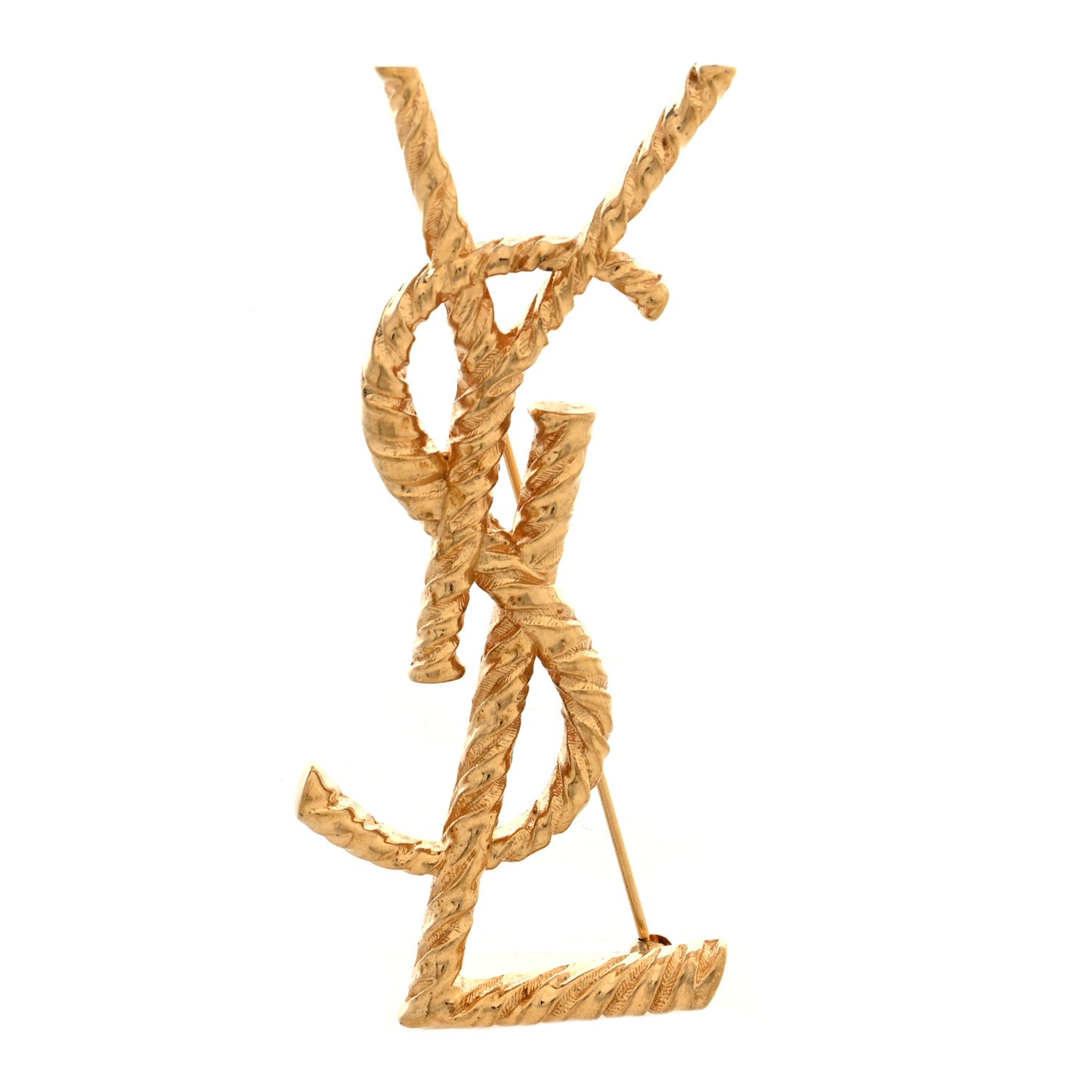 Brass Cassandre Opyum YSL Twisted Brooch Gold