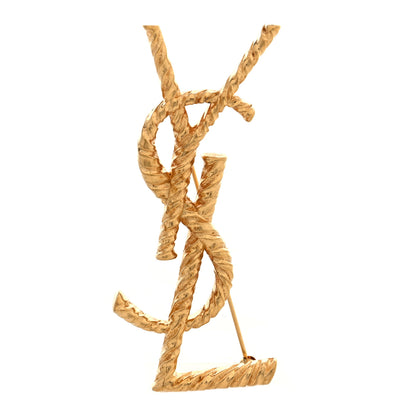 Saint Laurent Brass Cassandre Opyum YSL Twisted Brooch Gold 1 of 4