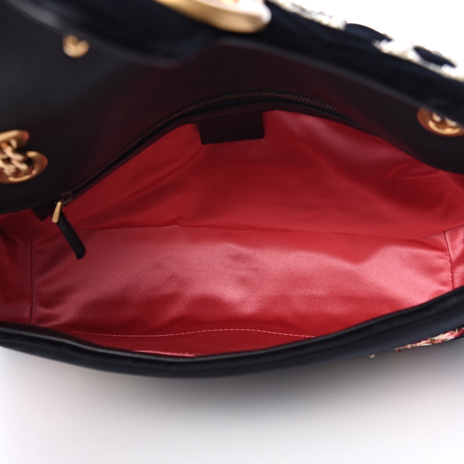 Gucci Velvet Matelasse Loved Embroidered Medium GG Marmont Shoulder Bag Black 4 of 10