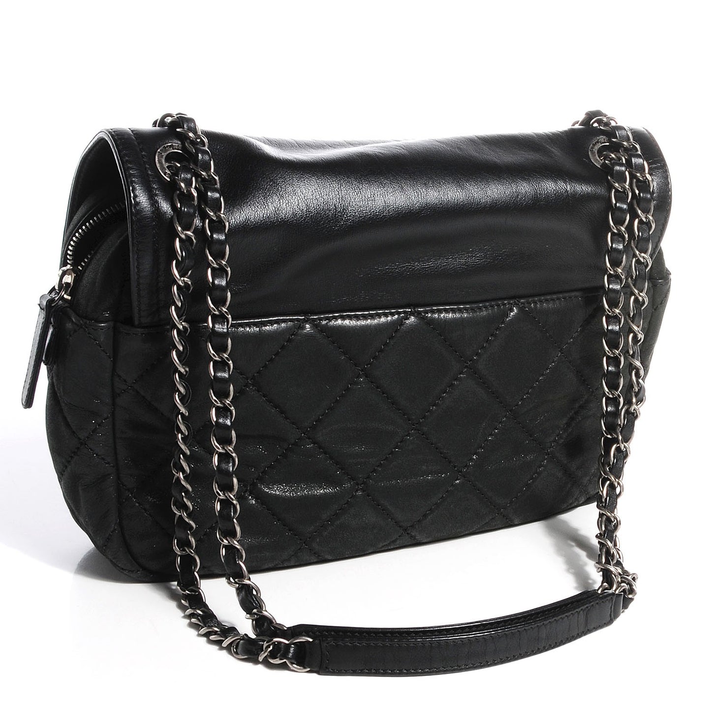 Iridescent Calfskin Medium In the Mix Flap Black