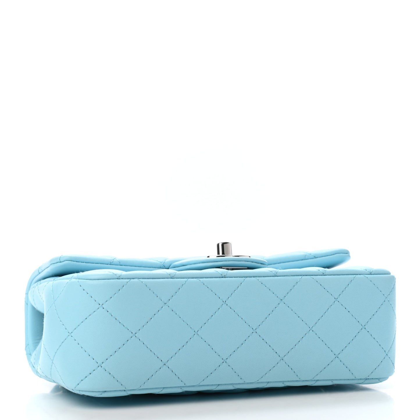 Lambskin Quilted Mini Rectangular Flap Neon Blue