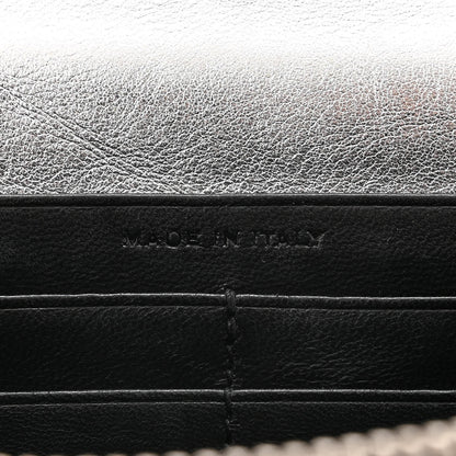 Saint Laurent Metallic Lambskin Matelasse Chevron Monogram Chain Wallet Argento 8 of 16