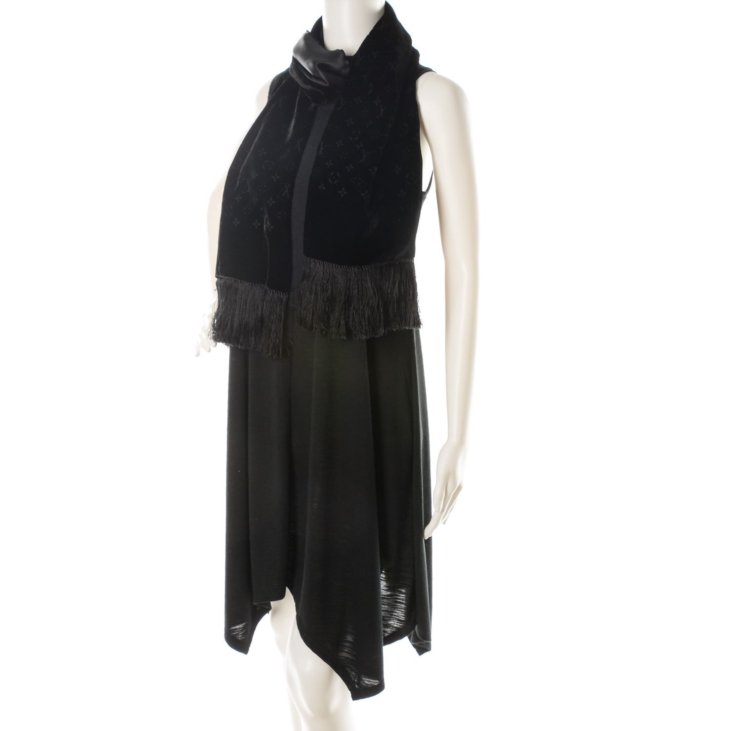 Monogram Velours Long Scarf Black