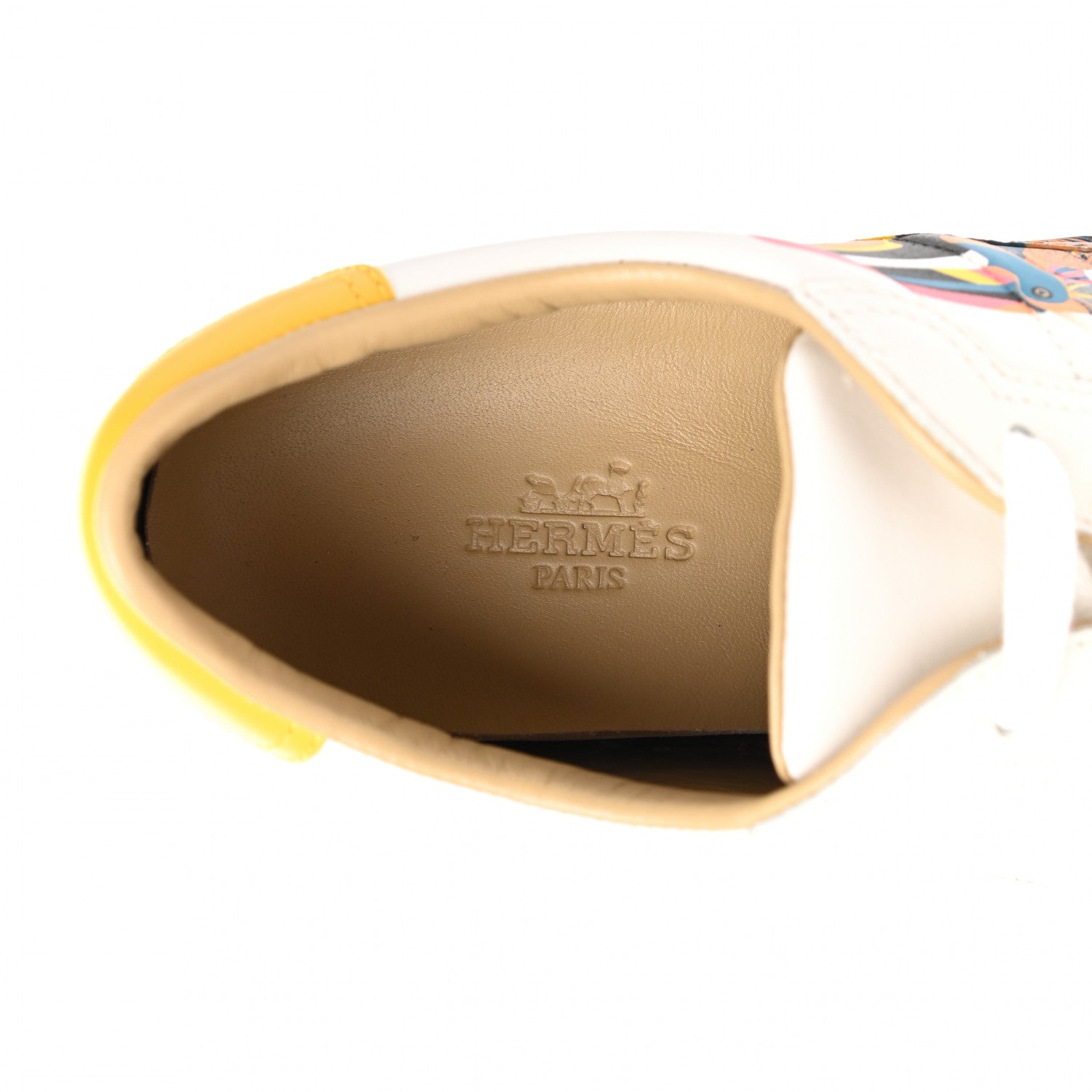 Hermes Calfskin Printed Toucans De Paradis Quicker Sneakers 36 White Multicolor 7 of 9