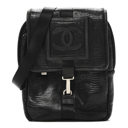 Chanel Lizard Printed Jersey CC Sport Crossbody Bag Black 1 of 10