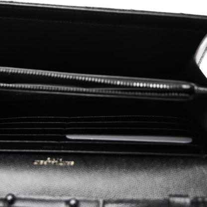 Saint Laurent Grain De Poudre Matelasse Chevron Monogram Monochrome Chain Wallet Black 5 of 10