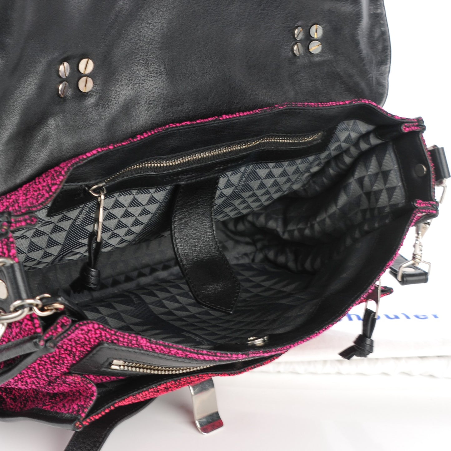 Tweed Lambskin Medium PS1 Satchel Berry Fuxia Pink