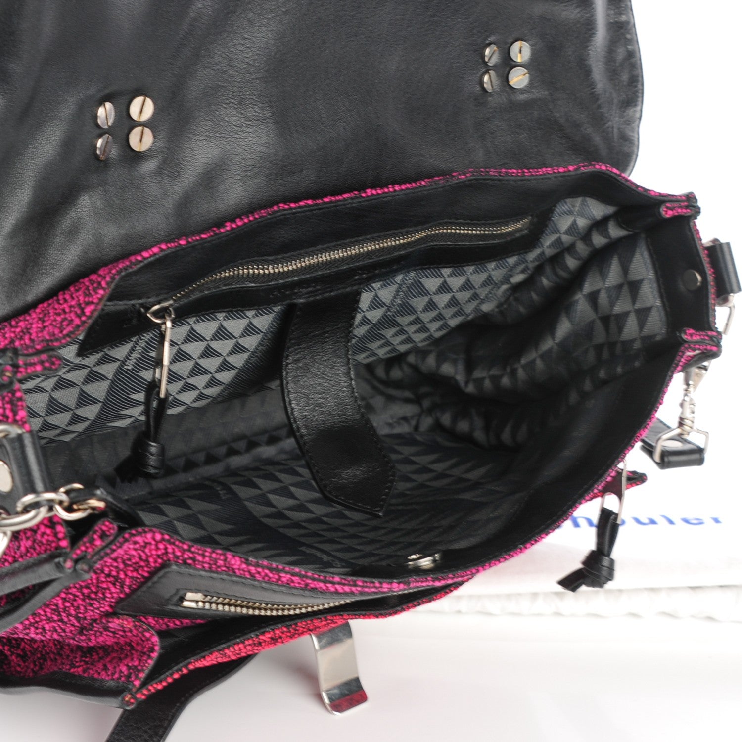 Proenza Schouler Tweed Lambskin Medium PS1 Satchel Berry Fuxia Pink 6 of 10