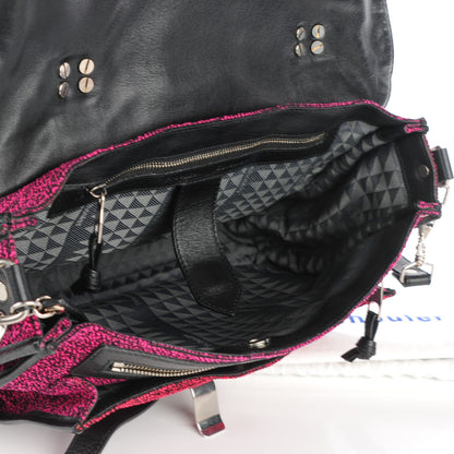 Proenza Schouler Tweed Lambskin Medium PS1 Satchel Berry Fuxia Pink 6 of 10