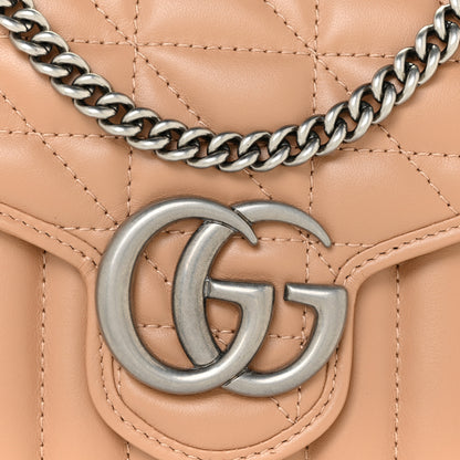 Gucci Calfskin Matelasse Aria GG Marmont Chain Wallet Camelia 9 of 14