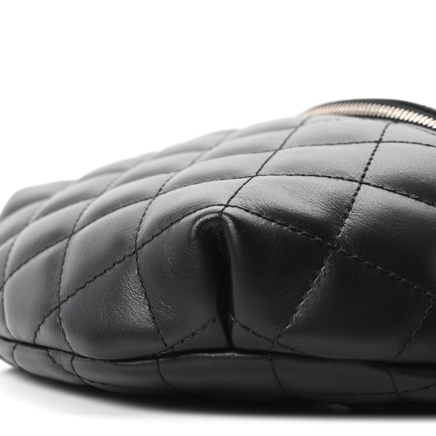 Lambskin Quilted Waist Belt Bag Black