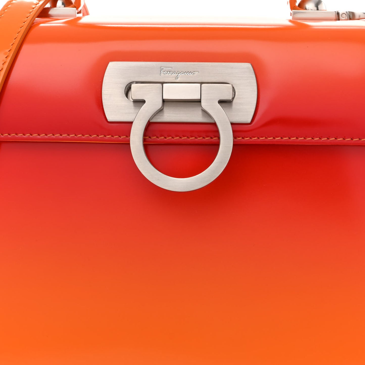 Brushed Calfskin Airbrush Small Iconic Top Handle Bag Orange Multicolor