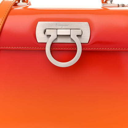 Salvatore Ferragamo Brushed Calfskin Airbrush Small Iconic Top Handle Bag Orange Multicolor 8 of 12
