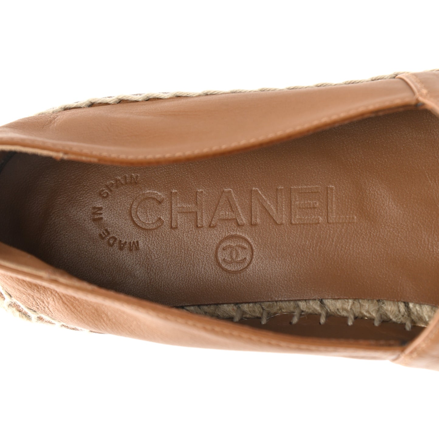 Calfskin CC Espadrilles 36 Light Brown