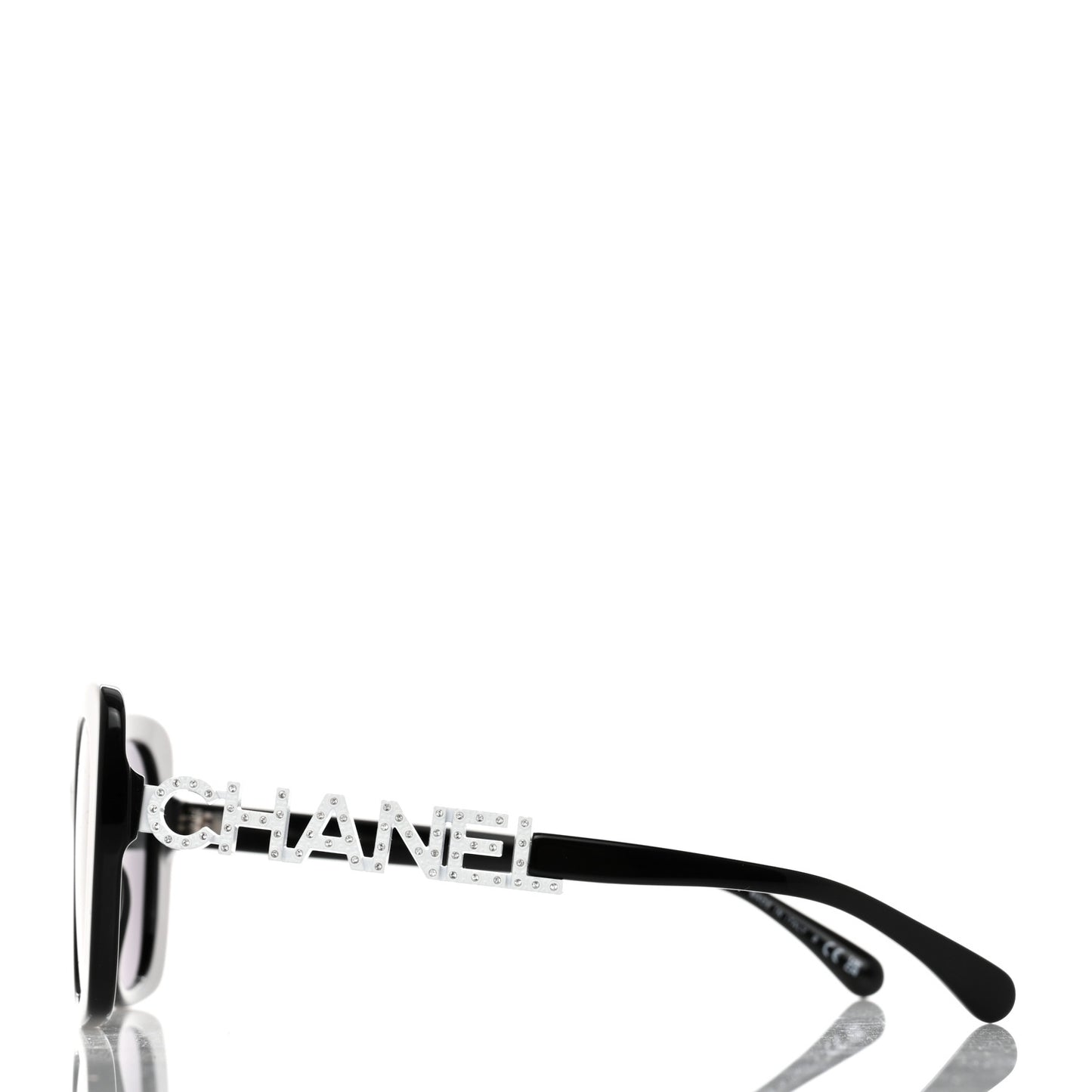 Acetate Strass Square Sunglasses 5422-B Black White