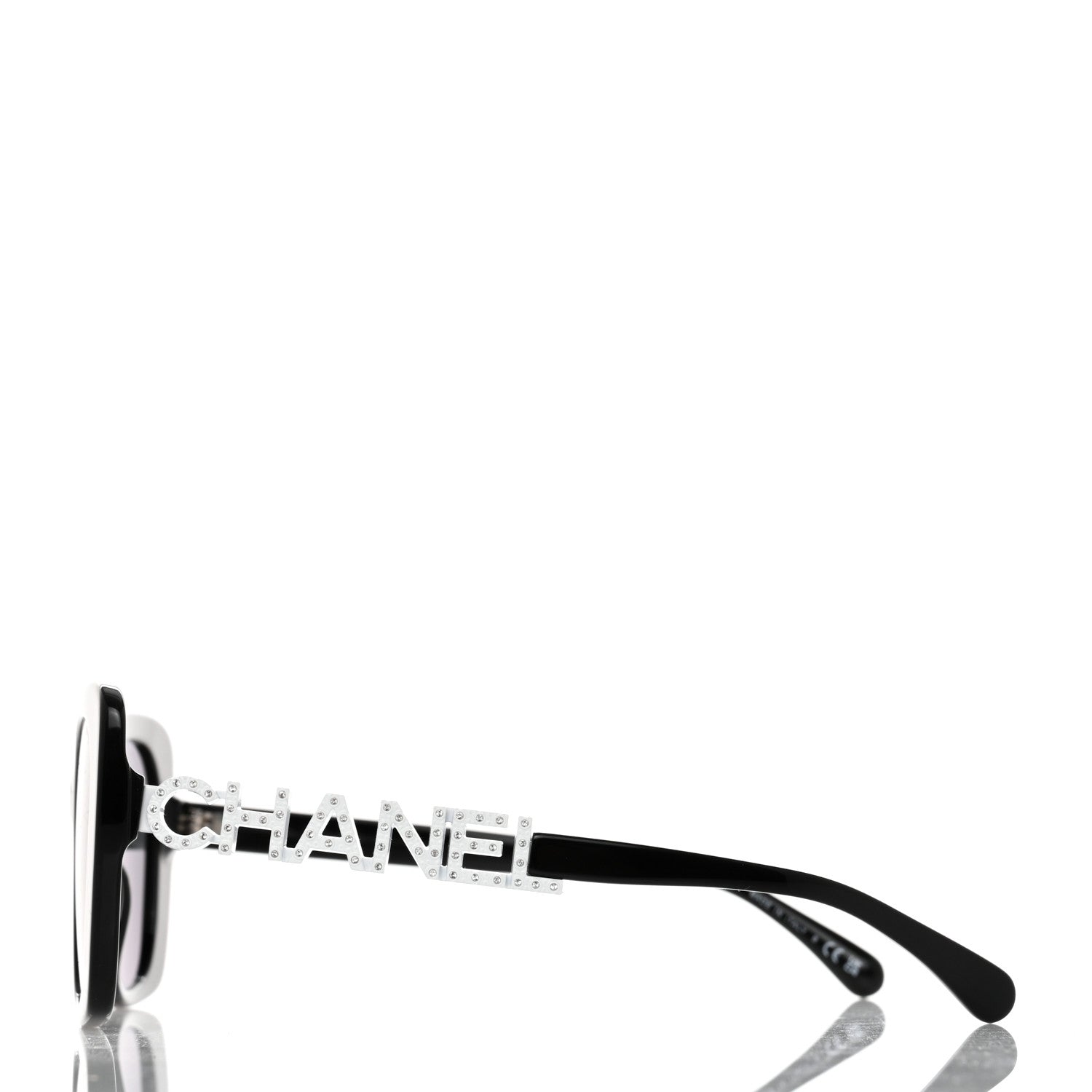 Chanel Acetate Strass Square Sunglasses 5422-B Black White 3 of 9